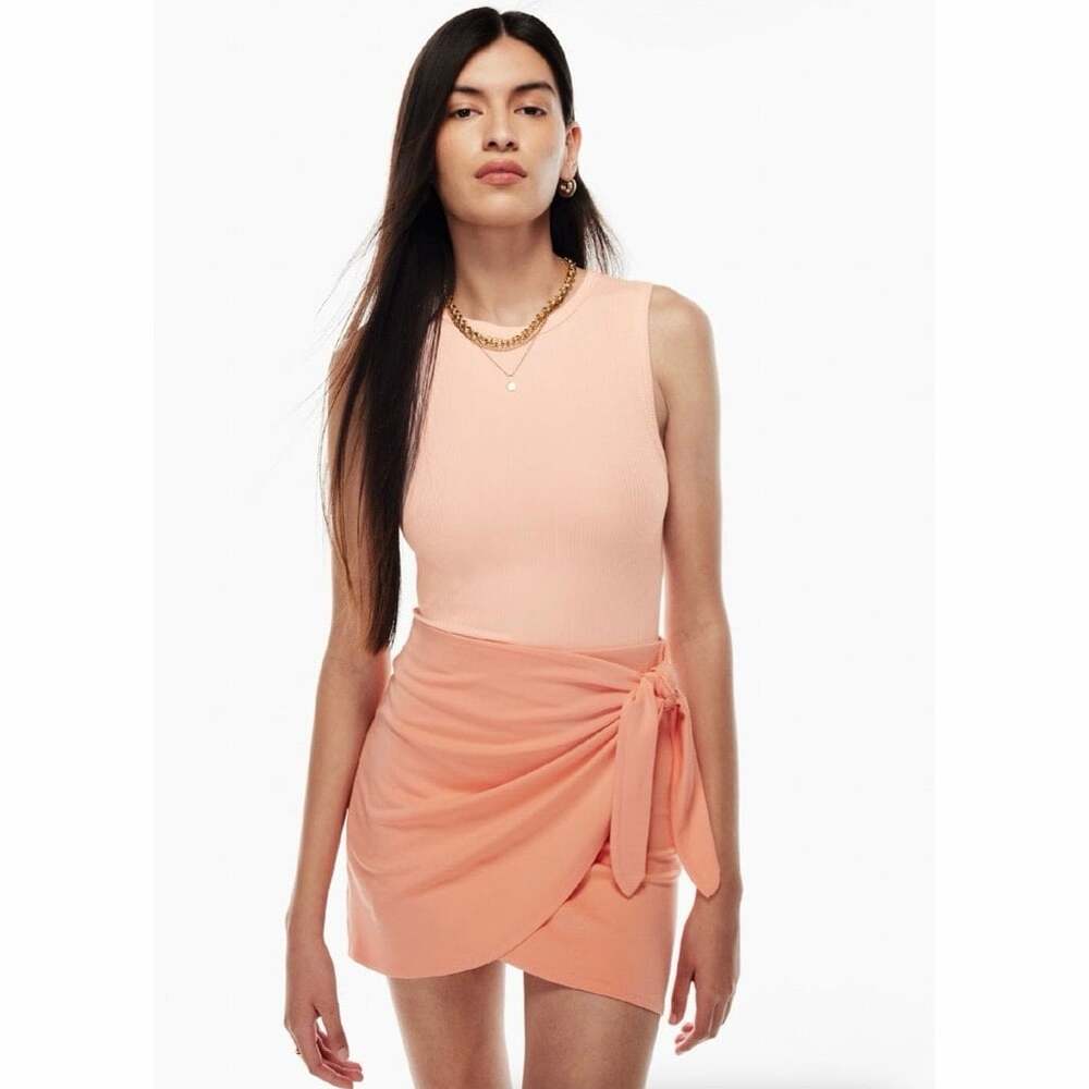 Aritzia Wilfred Adventure Tank Pink Ribbed Crew Neck TENCEL Modal Size Small